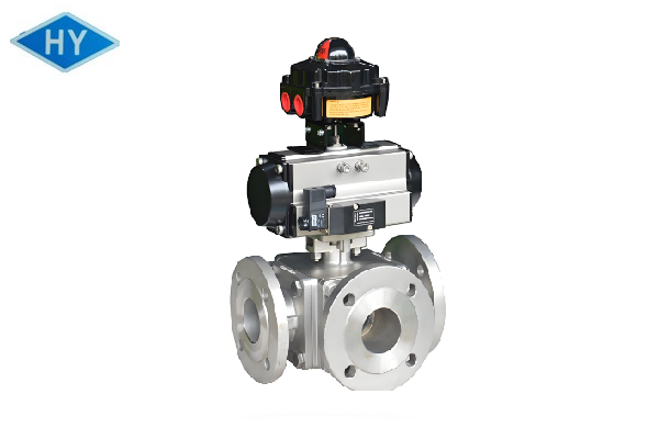 GQ645F-16P不锈钢气动高平台T型三通法兰球阀