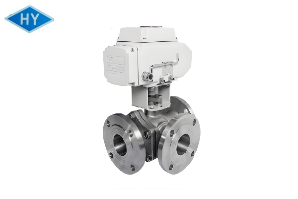 Q945F-16P不锈钢电动T型三通法兰球阀